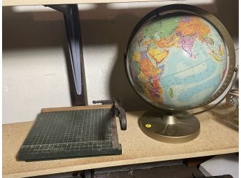 VINTAGE GLOBE AND PAPER CUTTER