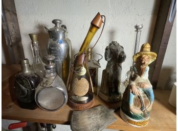 ANTIQUE BOTTLES AND DECANTERS INCLUDES STERLING MOUNTED BOTTLES