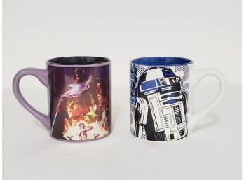 Two NOS Star Wars Mugs - Empire Strikes Back Purple Metallic & R2D2