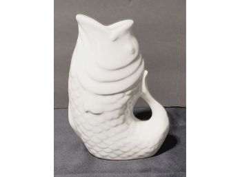 White Ceramic Figural Fish Pitcher