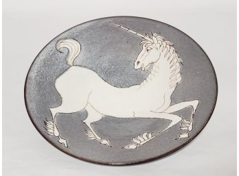 Signed Vintage Unicorn Pottery Footed Bowl Dish