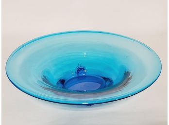 Beautiful Vintage Blown Blue Art Glass Bowl