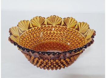 Vintage Imperial Glass-Ohio Early American Pointed Hobnail Amber Round Serving Bowl