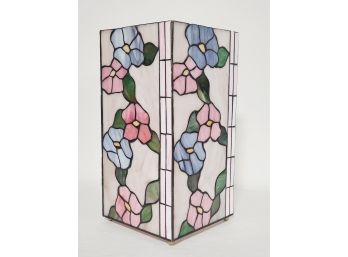 Vintage Square Cylinder Floral Stained Glass Tall Lamp Shade