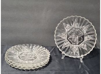 Four Vintage Federal Glass Clear Pioneer Pattern Fruit Design Luncheon Plates