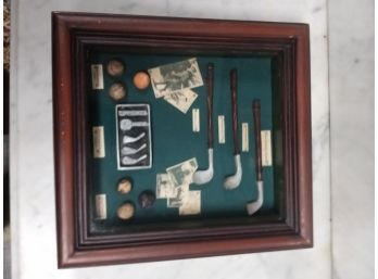 Miniature Golf Display In A Framed Shadow Box Display            D1