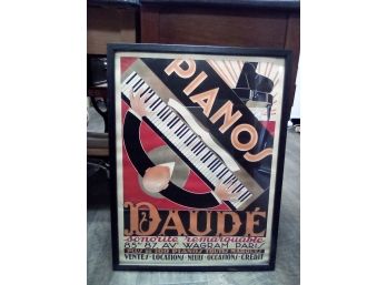 Wood Framed 1998 Retro Style Print  From Italy - Colorful Piano Theme For Home Or Business  WA