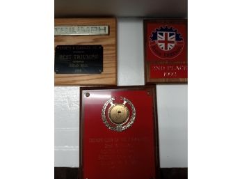 Three Vintage Car Show Plaques- Triumph 1986, 1987 And British Maddness 1992 & 5 Color Car Cards     B2