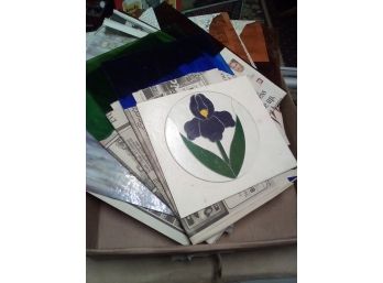 Stained Glass Panels For Crafters - 10 Mixed Pieces Including Iris Inset.     CVBK