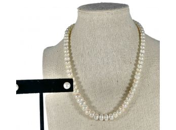 Genuine Cultured Pearl Necklace And Pierced Earrings Suite