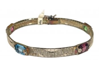 Fine Contemporary Sterling Silver Bracelet Having Colorful Gemstones