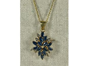 Stauer Gold Tone Necklace W Genuine Sapphire Stones