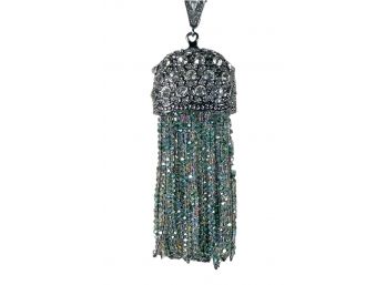 Spectacular Rhinestone & Crystal Evening Wear Large Tassel Pendant