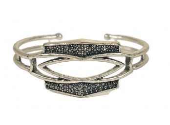 Lucky Brand Silver Tone Cuff Bracelet W Marcasite Stones