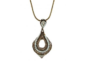 Contemporary Gold Tone Rhinestone Elegant Pendant Necklace