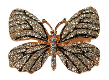 Fine Designer Rhinestone Butterfly Brooch Pin