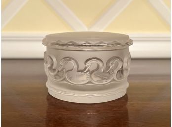 Lalique Canards Round Box & Lid 3 1/4'