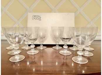 12 Lalique Saint Hubert Bordeaux Wine Stems