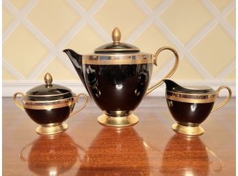 Gorham Midnight Contessa Coffeepot, Creamer & Lidded Sugar