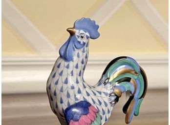 Herend Rooster Blue & Multi-color Figurine #15014