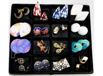 16 Pairs Of Earrings Including Cloisonne