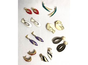 Collection Of 8 Pairs Of Vintage Enamel Earrings