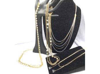 4 Unique Gold Tone Necklaces