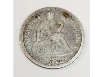 WOW.1874 Seated Liberty Silver Dime(witharrows)