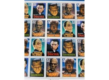 SEALED Classic Movie Monsters Collectible Stamp Full Sheet 20  32 Cent Stamps