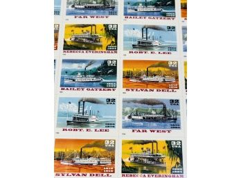 US 32 Cent Riverboats (Early Cruise Ships) Sheet Of 20 Stamps Sealed