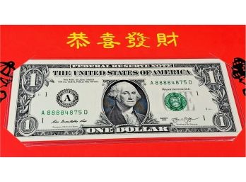 Lucky Uncirculated $1 Dollar Bills --- Boston Federal Reserve Bank In Red Envelope