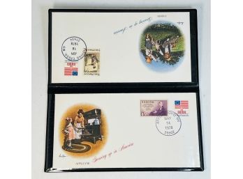 Vintage 1978 Fleetwood First Day Covers Fishing /Apple Pie Tom Sawyer Stamped Envelopes