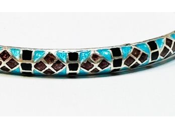 Colorful Enamel Sterling Silver Bangle Bracelet (new)