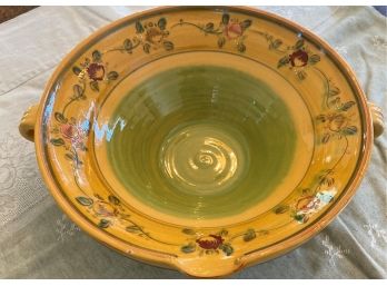 A Veronique Pichon Uzes  Handcrafted, Hand Decorated  Glazed Ceramic Bowl 15' Diameter X 5'h