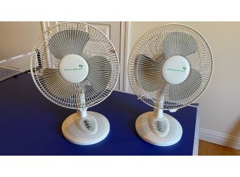 A Pait Of White PalmAir Electric Fan.