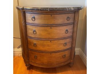 A  Classic Marble Top Bow Front Four Drawers Cabinet  / Night Table By Lexington Furniture Industries