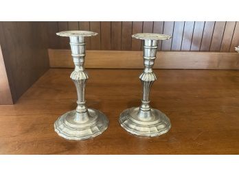 A PAIR Of Pewter Candlesticks - 6.5'h