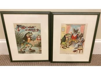 A Pair Of Framed FROGGY WOULD A-WOOING GO. London - Raphael Tuck, Circa 1890-1900