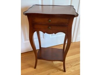 A Vintage Two Drawers Solid Wood Side Table