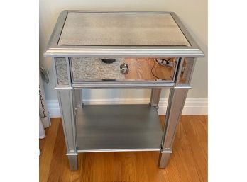 A Beautiful Silver  Mirrored One Drawer Side Table.