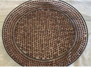 A Metal & Beaded Round Tray - 17' Diameter