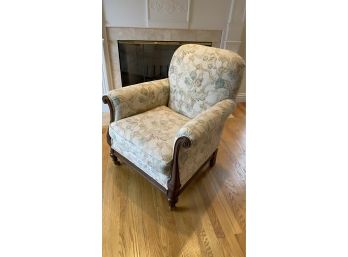 A Vintage Upholstered Scroll Arm Occasional Chair By Lillian August