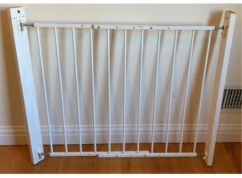 A  White Metal  Pet  Or Child Safety Gate