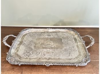 Colossal Antique Sterling Silver Serving Tray 9 Ib 7.5 Oz