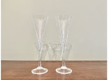 Pair Of Swedish Orrefors Champagne Flutes