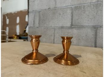 Set Of Coppercraft Guild Candlestick Holders