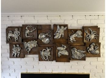 Large Brutalist Zodiac Wall Sculpture By Finesse