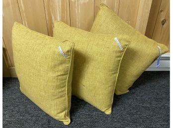 Three Yellow Annie Selke's Pillows With Zip Covers