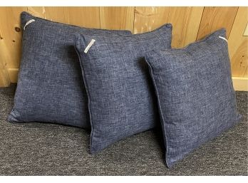 Three Navy Blue Selke Pillows With Zippers