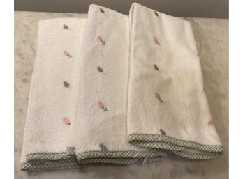 Three Hand Towels With Rose Buds